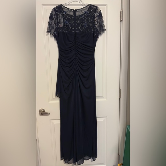 XScape floor length Gown Navy Blue
size 14 petite Flutter sleeves - Picture 3 of 12